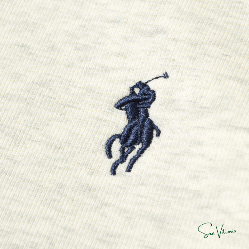 KIT RL 1! Suéter Meio Zíper Ralph Lauren Bege + Camiseta "Bear Jersey" Ralph Lauren Azul