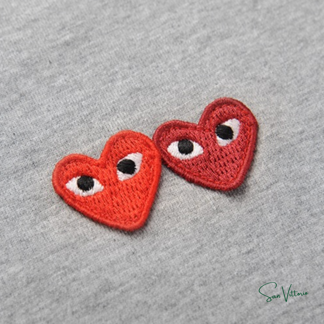 Camiseta "Double Hearts" CDG Cinza